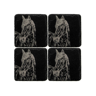 Set of 4 Slate Coasters - Horse