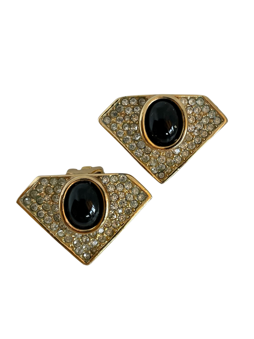 A Pair of Vintage Christian Dior Art Deco Style Clip On Earrings