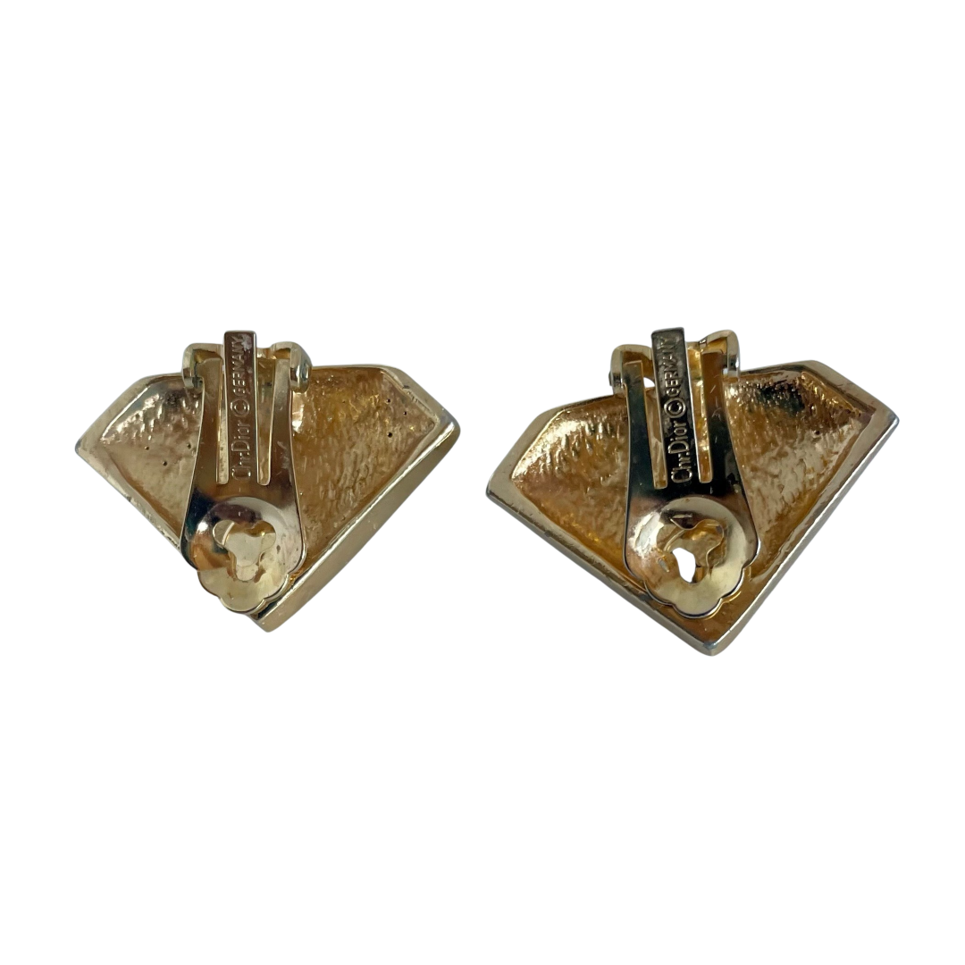 A Pair of Vintage Christian Dior Art Deco Style Clip On Earrings