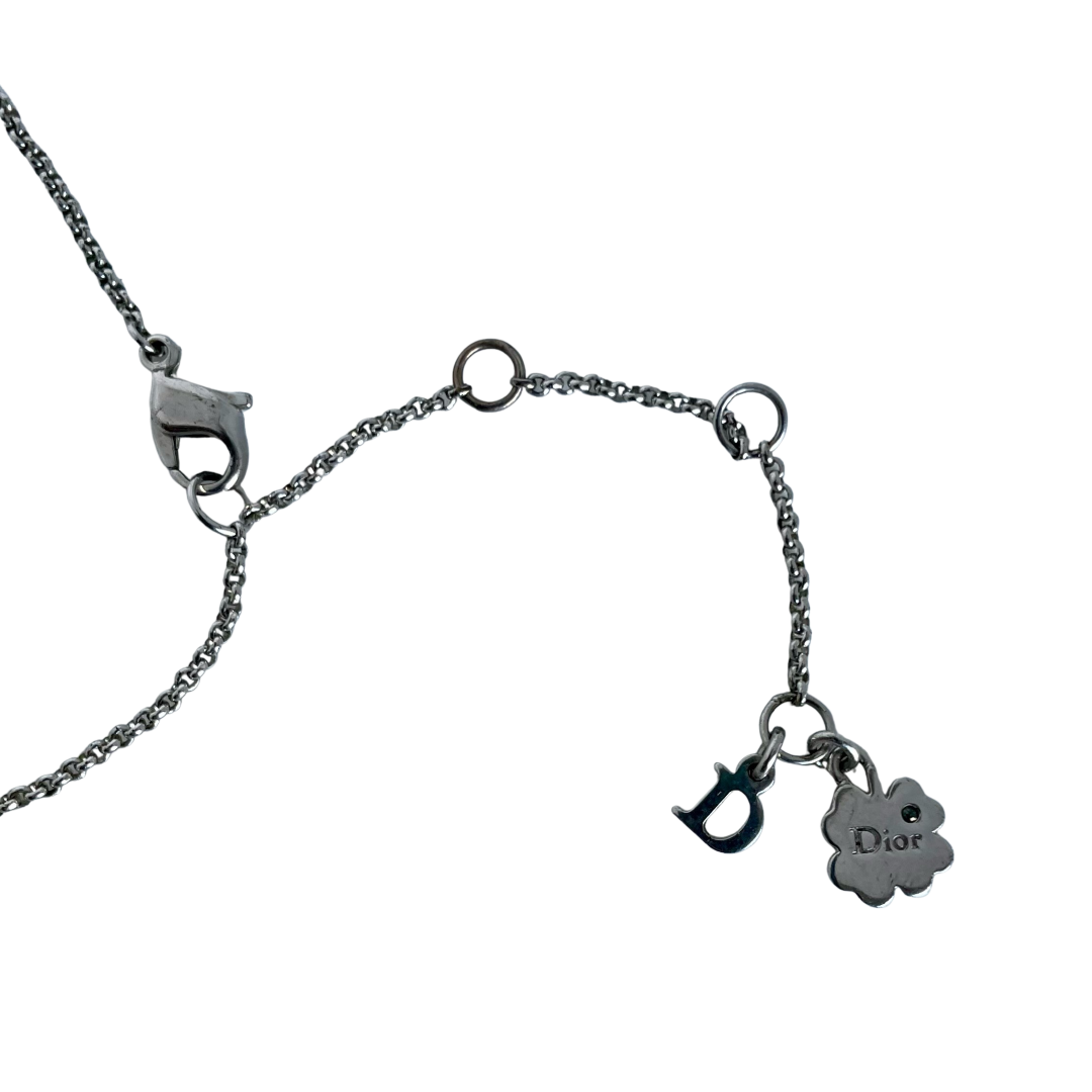 A Christian Dior Vintage Silver Tone Dice Pendant Necklace