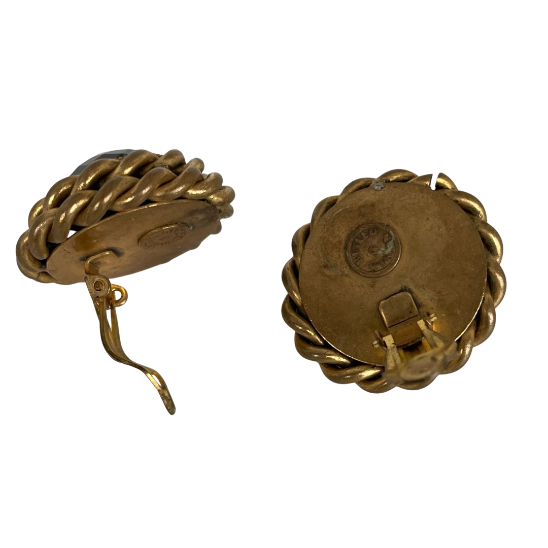 A Vintage Pair of Butler & Wilson Onyx Rope Twist Clip Earrings, 1980s