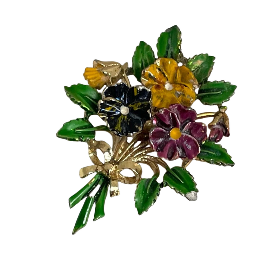A Vintage Pansy Brooch, signed Exquisite