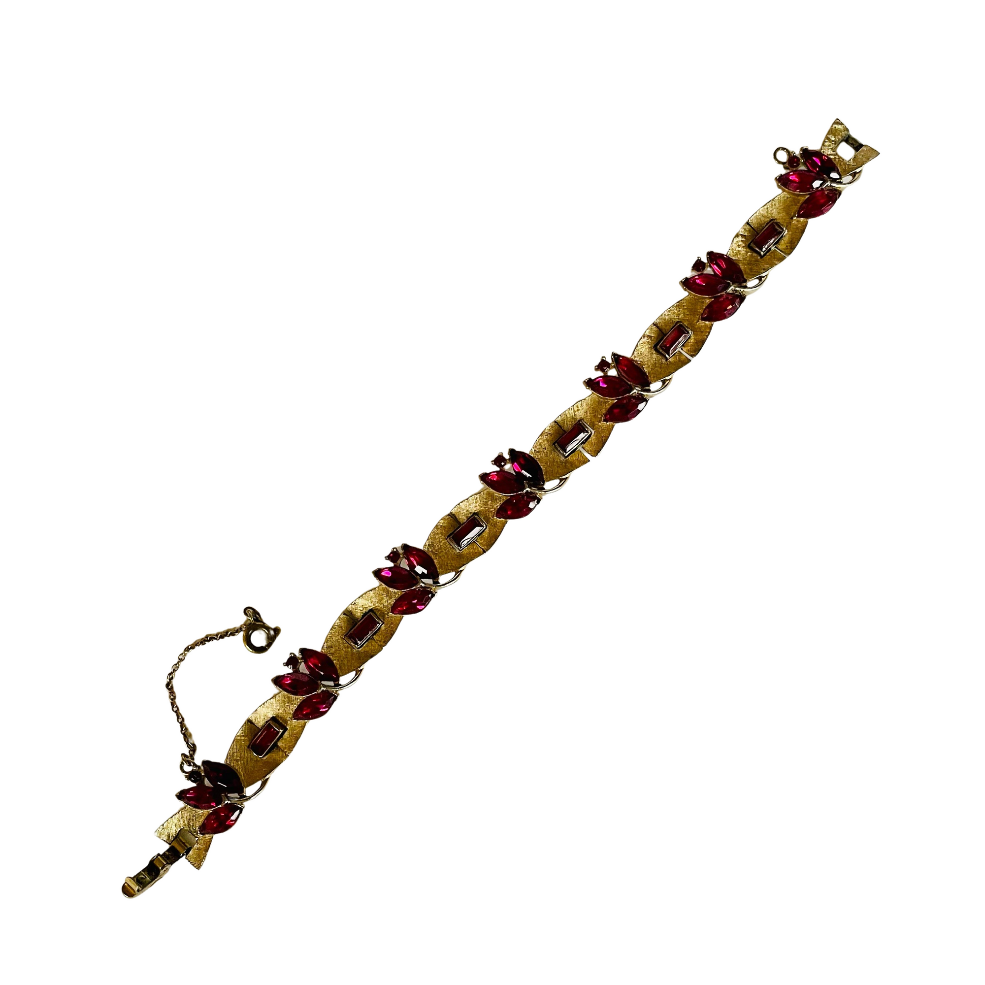 A Vintage Crown Trifari Bracelet with Ruby Red Crystals