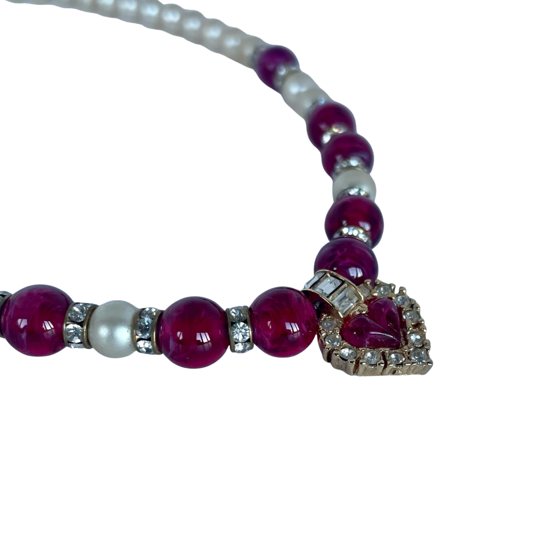 A Christian Dior Vintage Necklace and Earrings Set, Faux Ruby