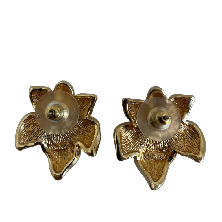 A pair of  Vintage Christian Dior Flower Stud Earrings, 1980s