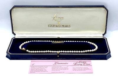A Vintage String of Cultured Pearls with 9ct Gold Clasp, in Original Box, 1994
