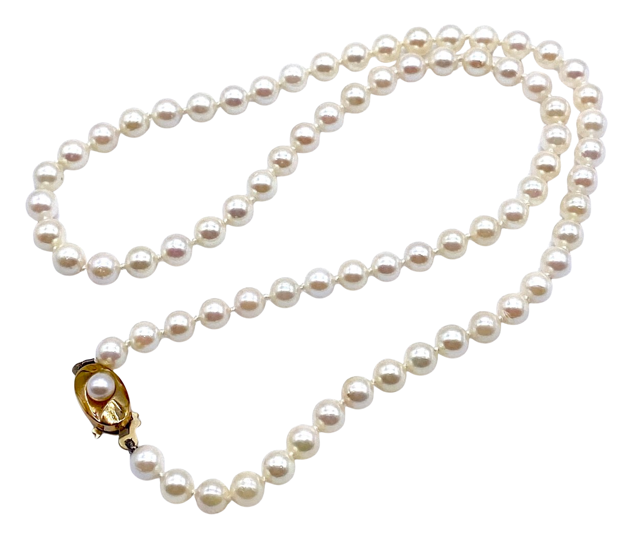 A Vintage String of Cultured Pearls with 9ct Gold Clasp, in Original Box, 1994