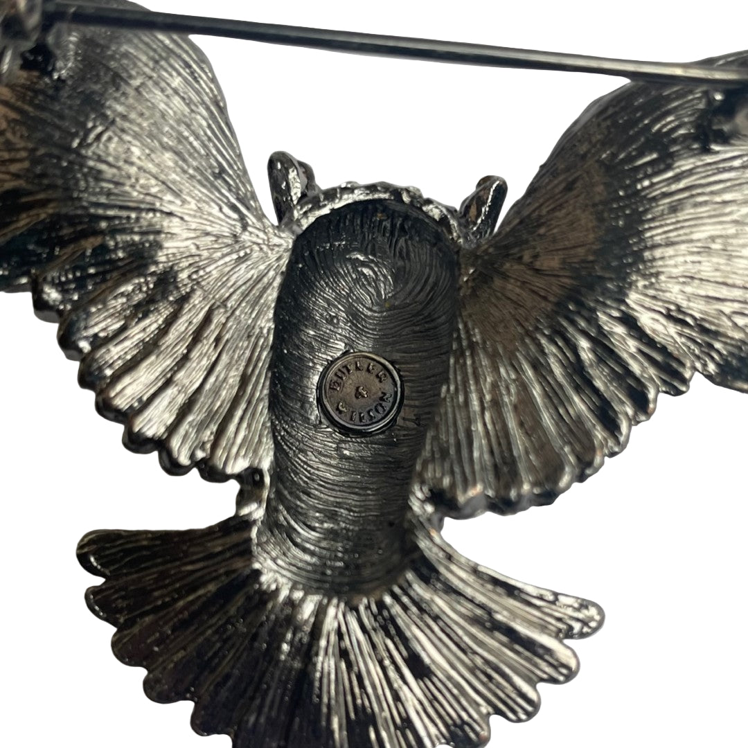 Butler & Wilson owl brooch set with clear and graphite cystals