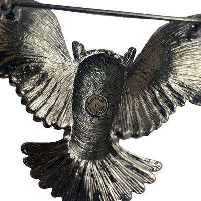 Butler & Wilson owl brooch set with clear and graphite cystals