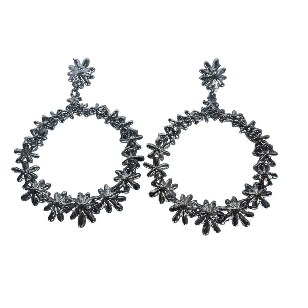 Vintage Butler & Wilson Crystal Flower Chandelier Hoop Earrings
