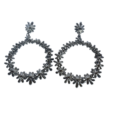 Vintage Butler & Wilson Crystal Flower Chandelier Hoop Earrings