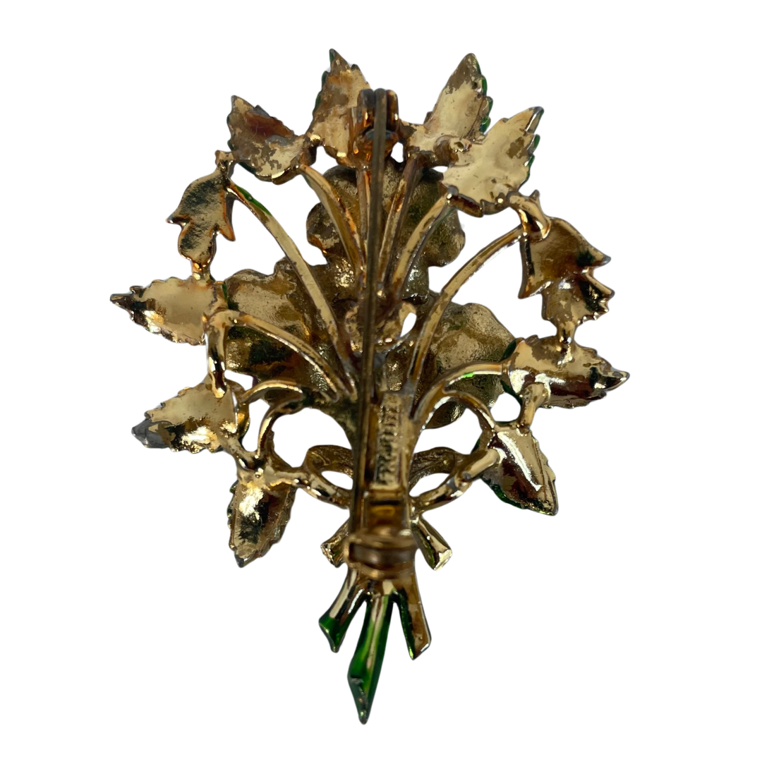 A Vintage Pansy Brooch, signed Exquisite