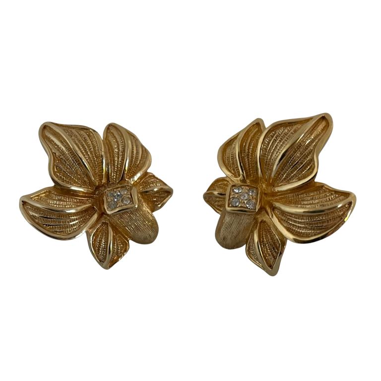 A pair of  Vintage Christian Dior Flower Stud Earrings, 1980s