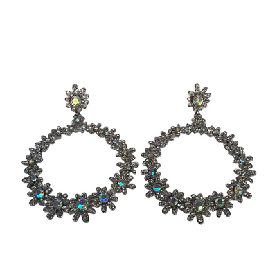 Vintage Butler & Wilson Crystal Flower Chandelier Hoop Earrings