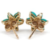 A Pair of 9ct Gold Turquoise Flower Earrings