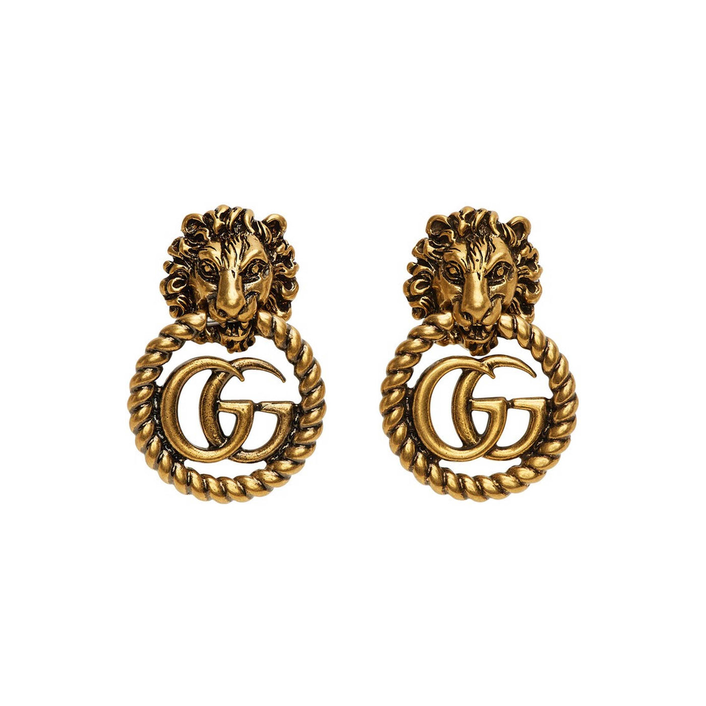 Gucci GG Marmont Lion Head Clip Earrings with Original Box and Pouch