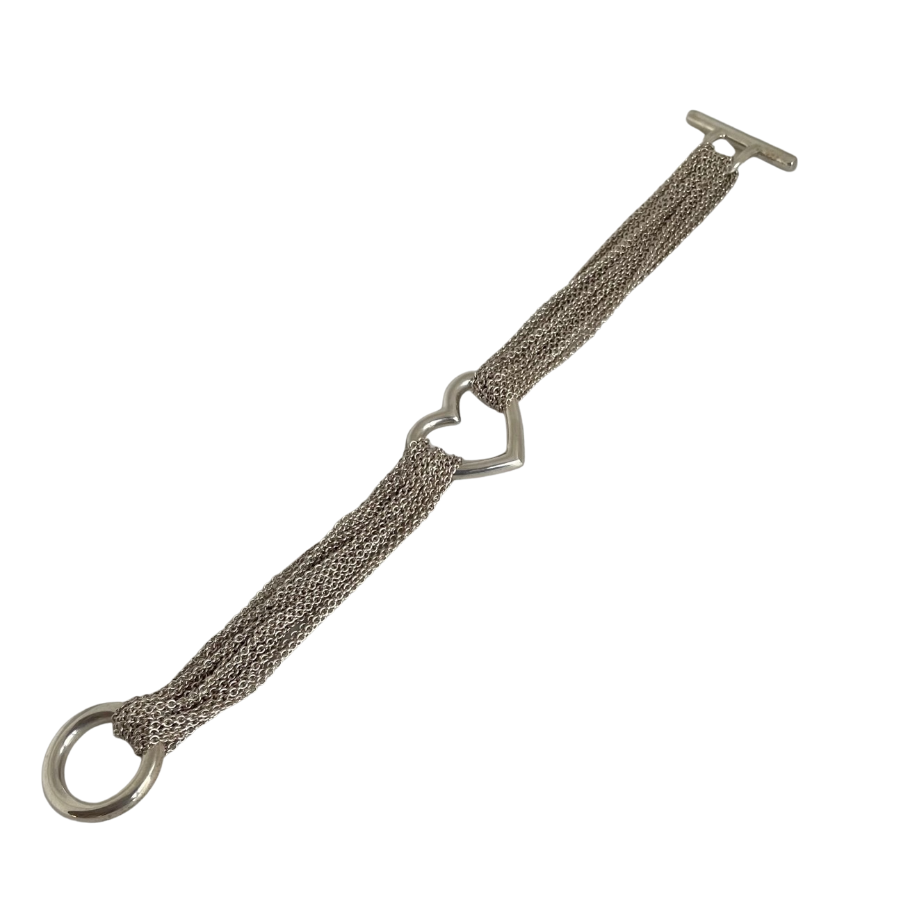 A Vintage Tiffany & Co. Sterling Silver Mesh Heart Toggle Bracelet