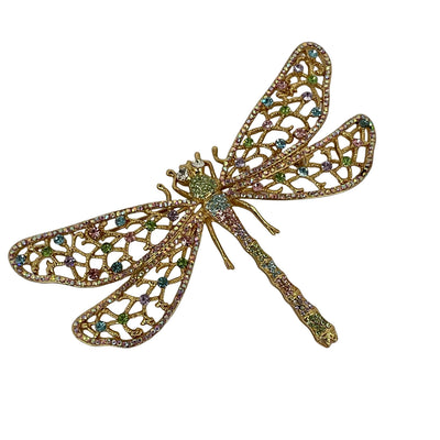 Vintage Butler & Wilson Dragonfly Brooch with Pastel Crystals