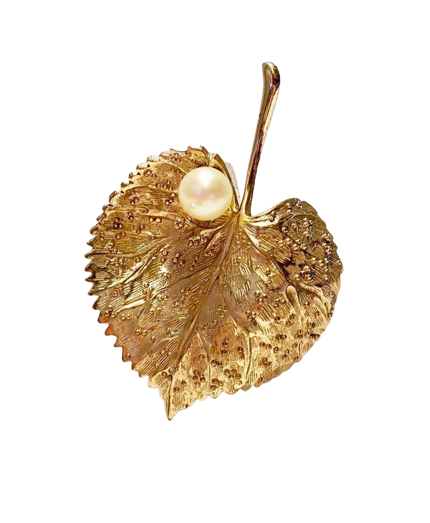 Christian Dior 葉っぱ型ブローチ Vintage Christian Dior Leaf Brooch, 1980s - Annabel James