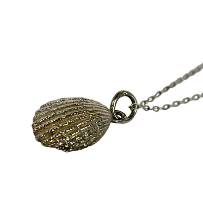 Vintage silver shell pendant on Italian 925 sterling silver chain, adjustable 16-18 inches