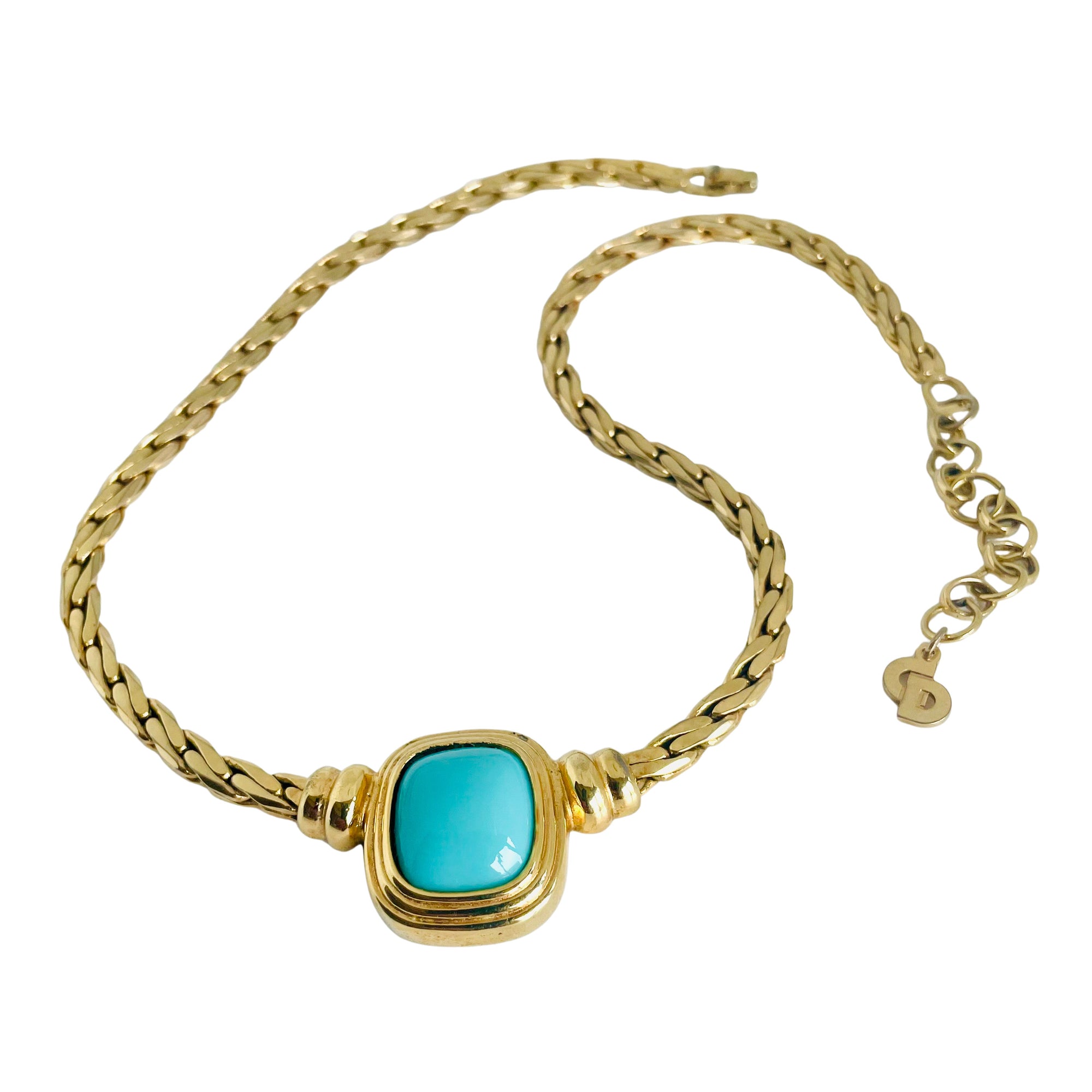 A Vintage Christian Dior Turquoise Gripoix Necklace