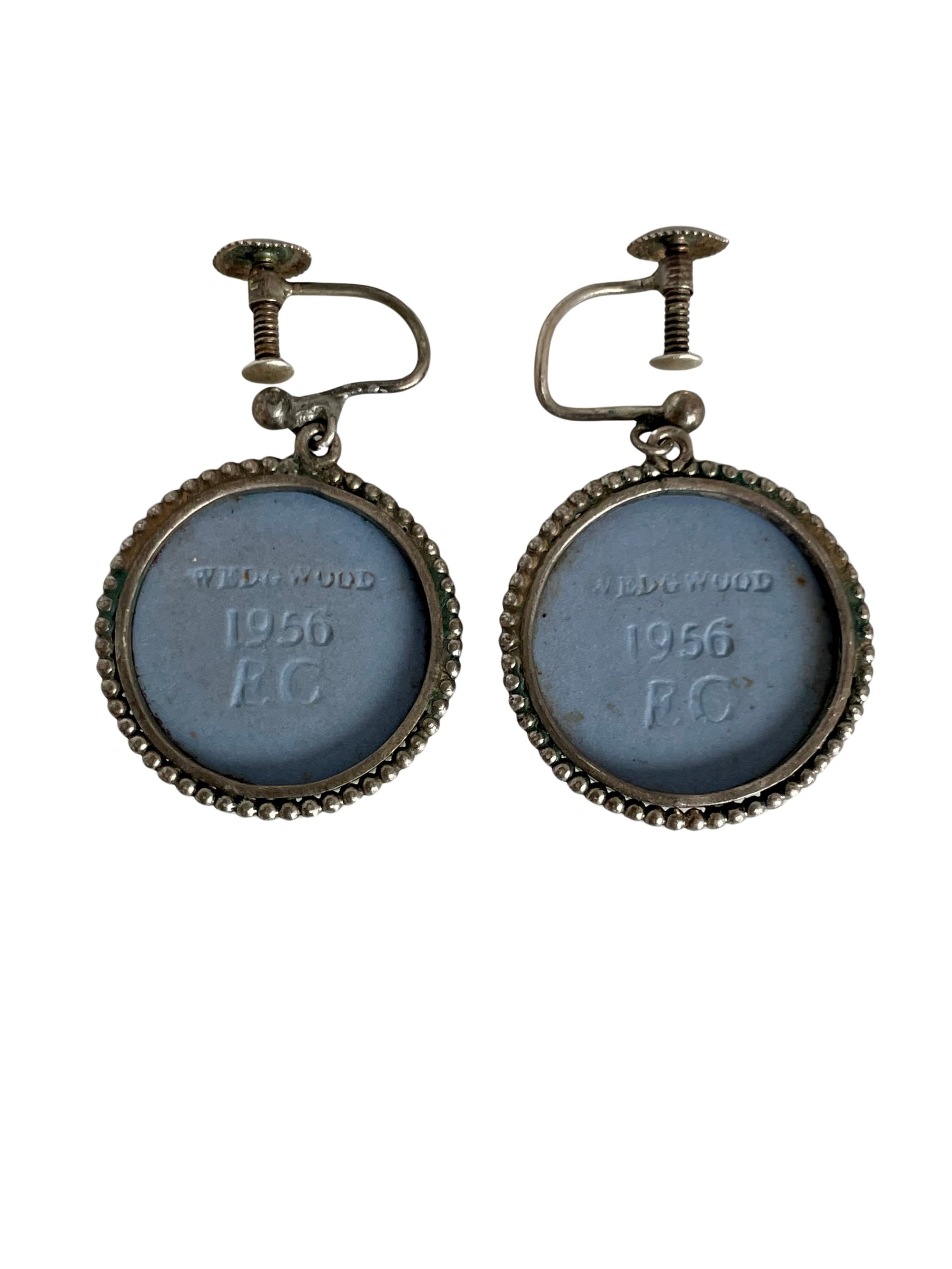 A Vintage Pair of Wedgwood Jasperware Cameo Earrings, 1956