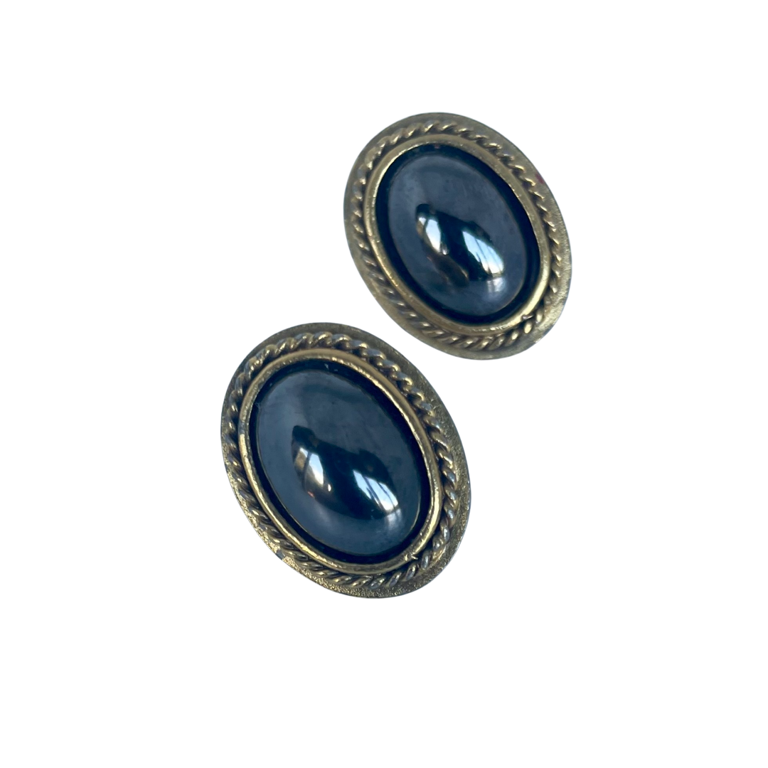 A Pair of Vintage Yves Saint Laurent Haematite Stud Earrings