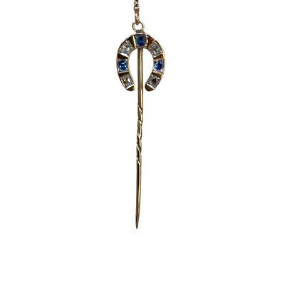 An Antique Sapphire and Diamond Stickpin, 1890-1910