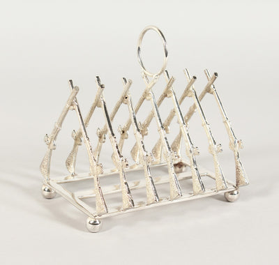 A Vintage Silver-Plated Crossed Rifles Toast Rack