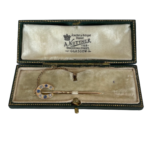 An Antique Sapphire and Diamond Stickpin, 1890-1910