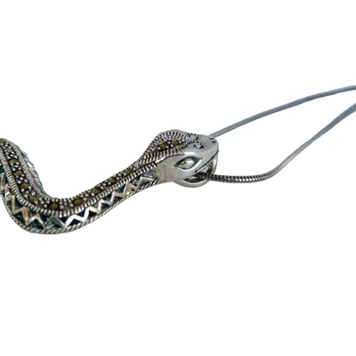 A Silver and Marcasite Snake Pendant