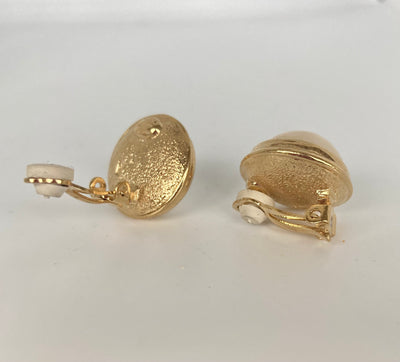 A Pair of Vintage Gold Plated Faux Pearl Clip Earrings