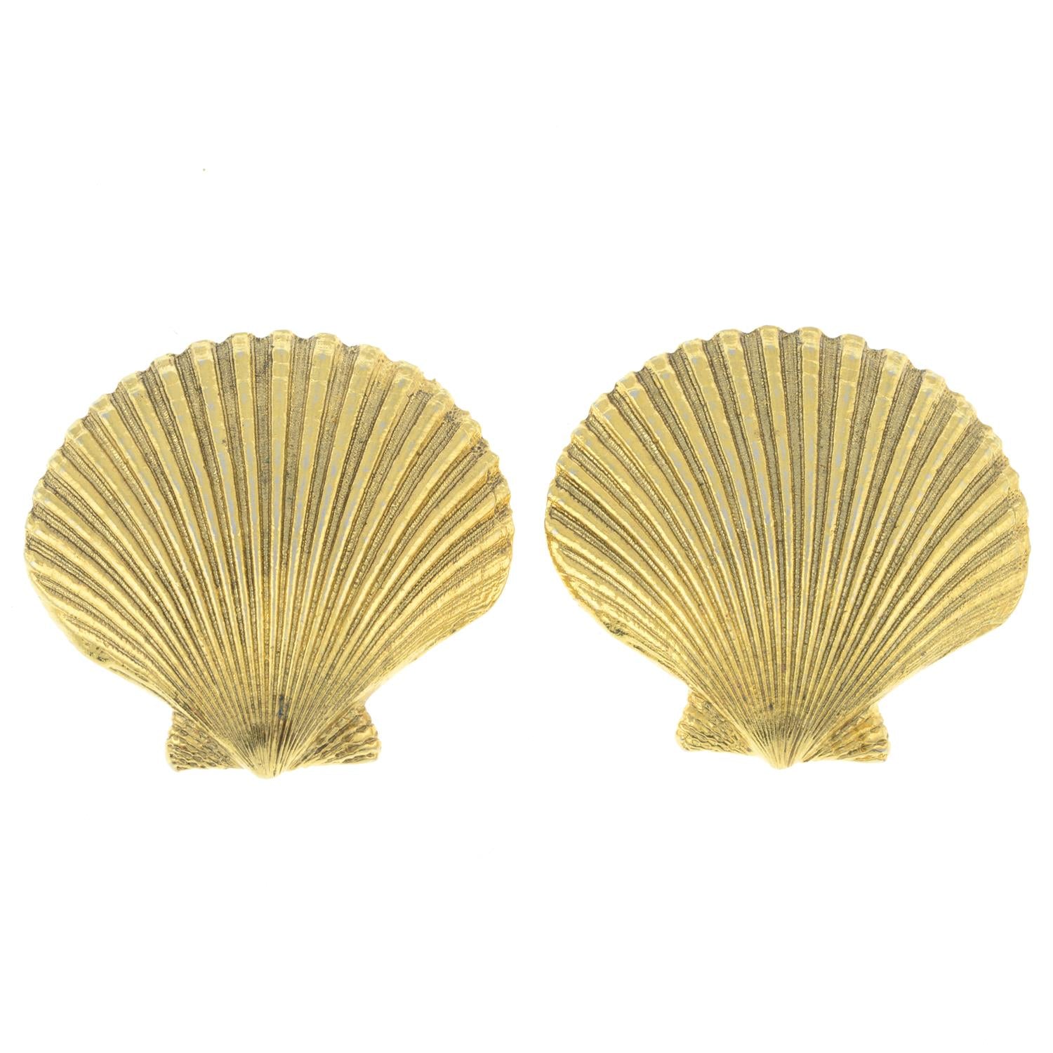 A Pair of Vintage Yves Saint Laurent Large Shell Clip Earrings