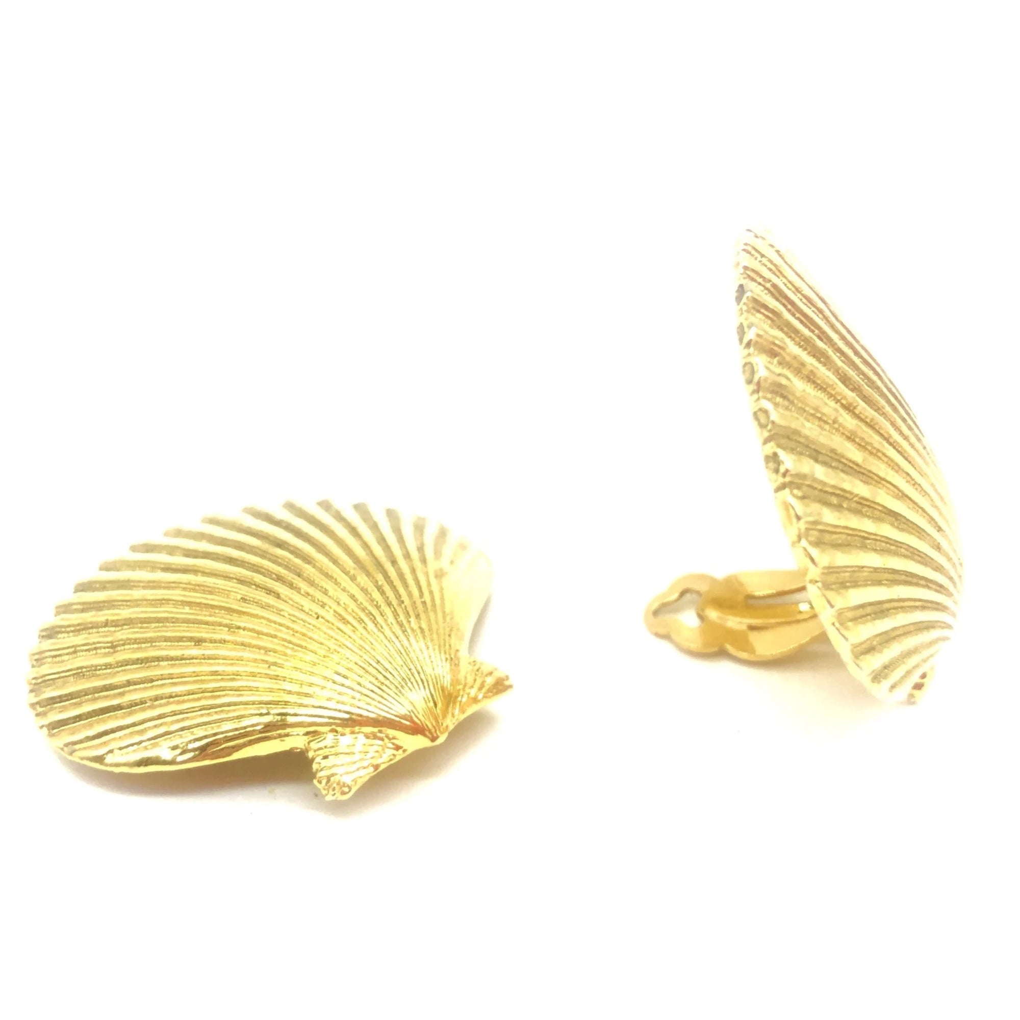 A Pair of Vintage Yves Saint Laurent Large Shell Clip Earrings