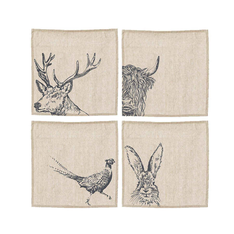 Country Animals Linen Napkins