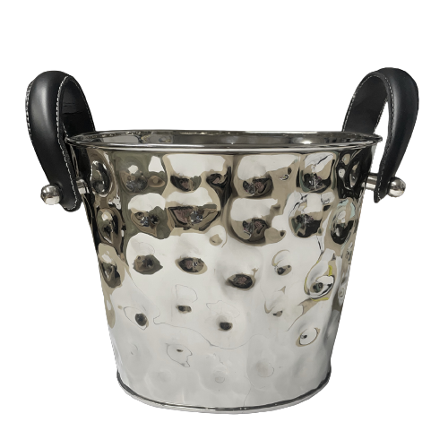 Wine Cooler with Black Leather Handles