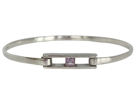 A Vintage Kit Heath Silver Amethyst Bangle