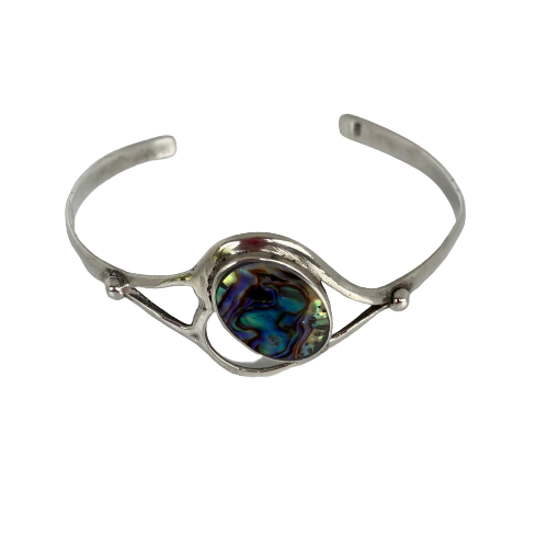 A Vintage Silver Opal Bangle