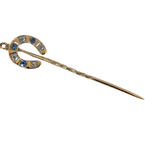 An Antique Sapphire and Diamond Stickpin, 1890-1910