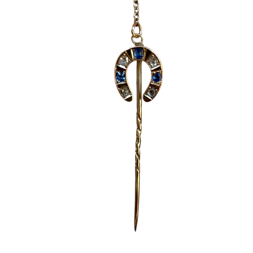 An Antique Sapphire and Diamond Stickpin, 1890-1910