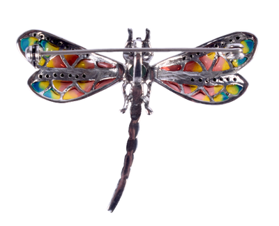 A Vintage Art Nouveau Style Dragonfly Brooch and Pendant