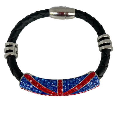A Butler & Wilson Leather and Crystal Union Jack Bracelet