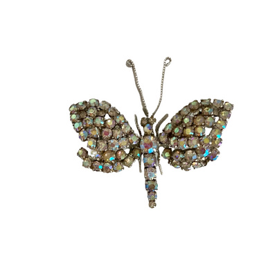 A Vintage Aurora Borealis Butterfly Brooch