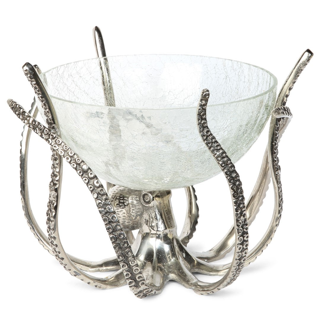 Octopus Stand and Crackle Glass Bowl