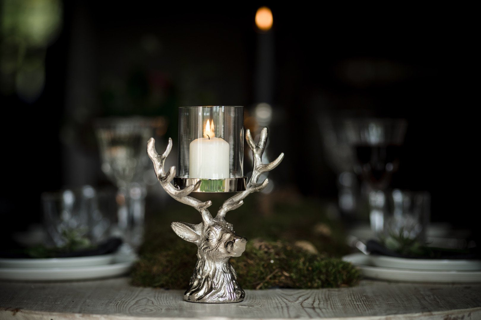 Stag Head Mini Hurricane Lantern