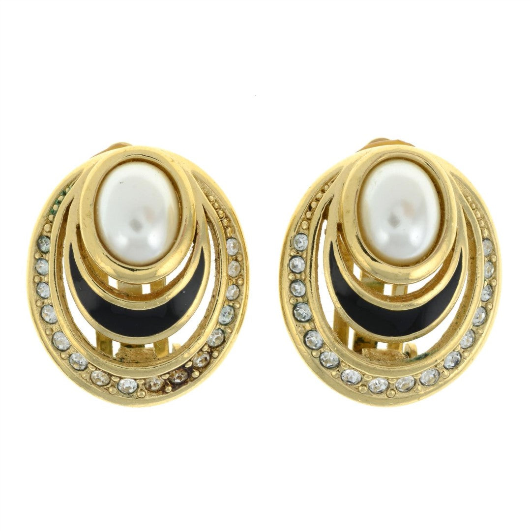 A pair of Vintage Christian Dior Faux Pearl Clip On Earrings