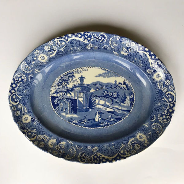 A Vintage Blue and White Platter - annabeljames