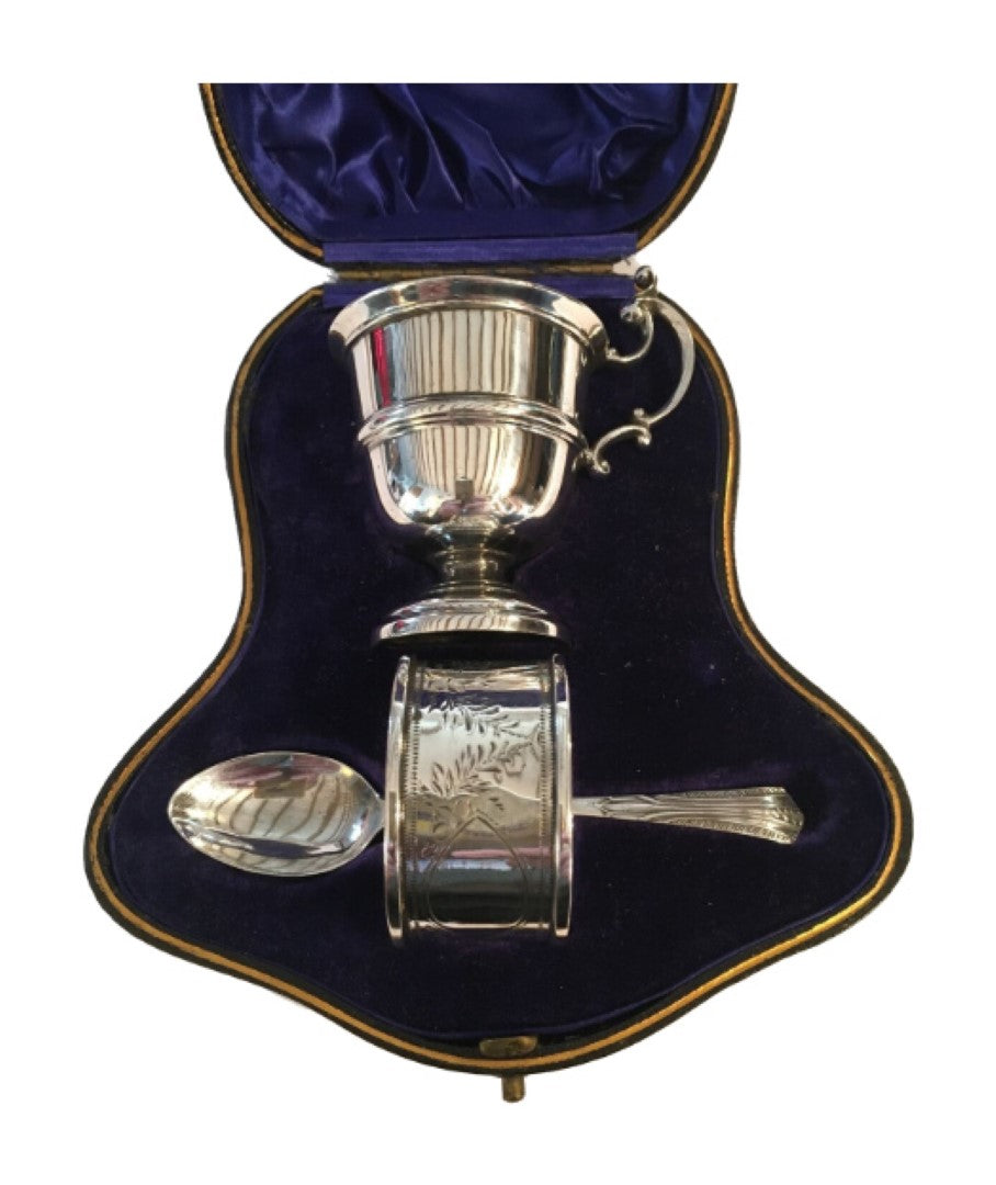 An Antique Silver Christening Set