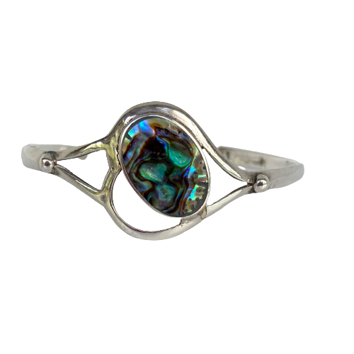 A Vintage Silver Opal Bangle