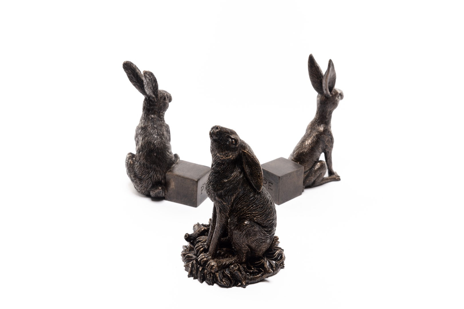 Antique Bronze Set of Hares Plant Pot Feet - Set of Three